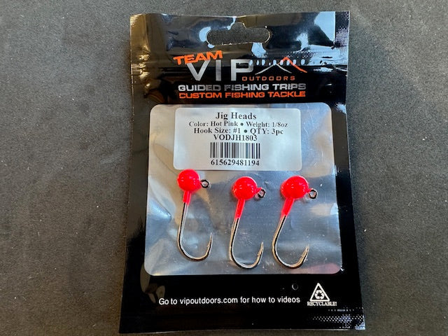 1/8 oz BLAZE ORANGE Jig Head. #1, 2x Strong Hook (3PK)