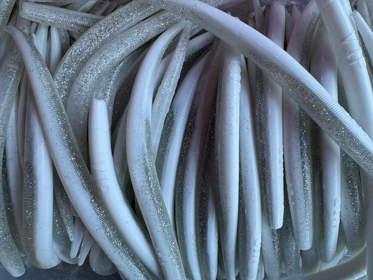 9" White/Silver Eel - Single Bait