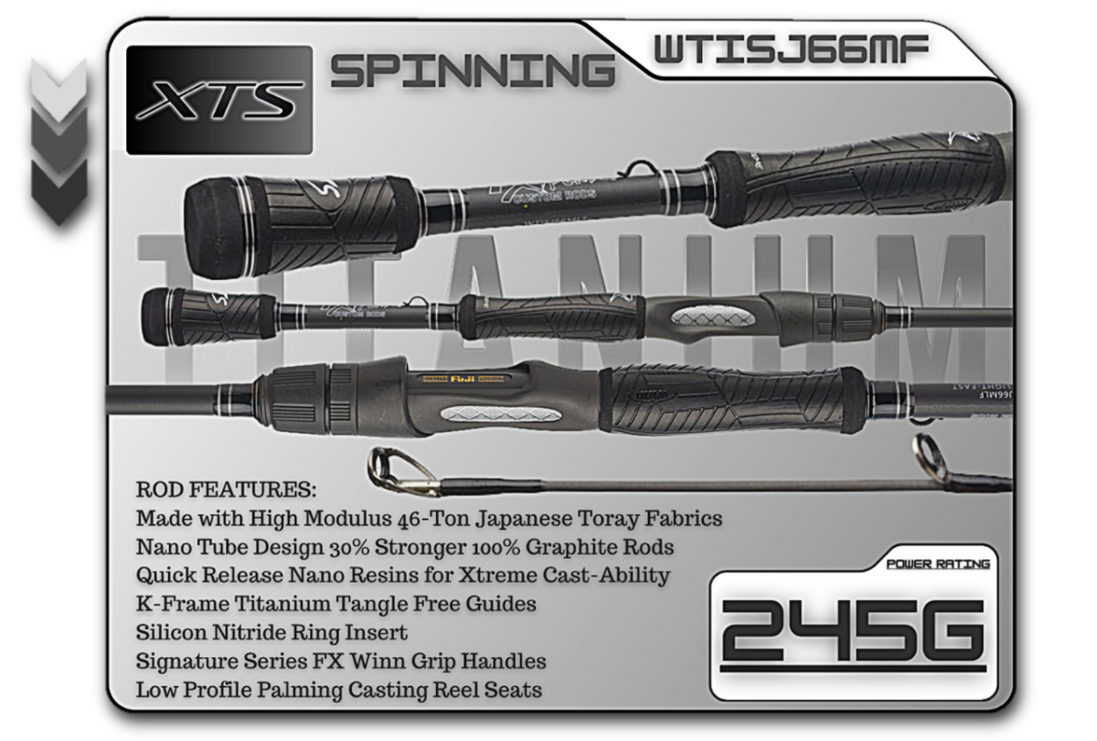 Fish Xtreme WTISJ66MF Titanium Series 6'6" Medium Fast Spinning Rod