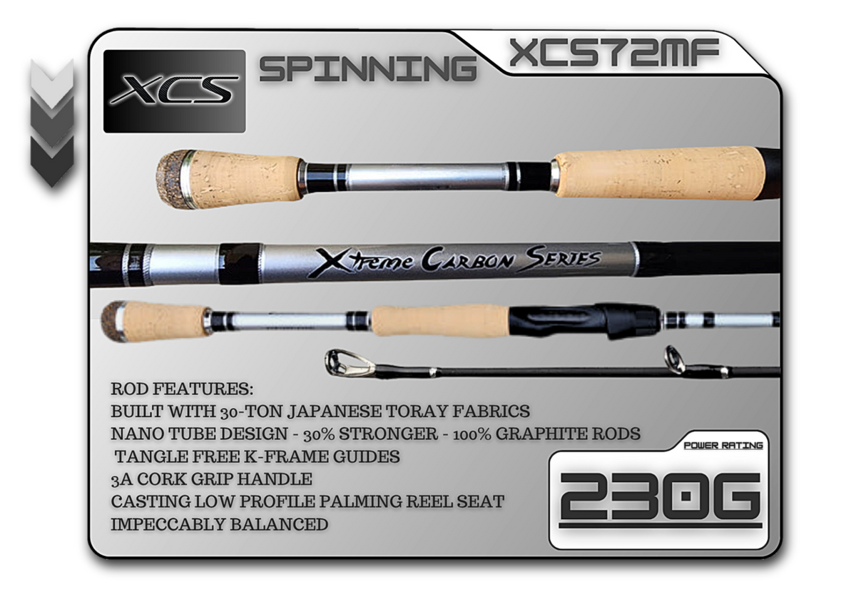 Fish Xtreme XCS72MF 7'2" Medium Fast Spinning Rod
