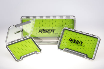 Waterproof fly boxes with green silicone insert