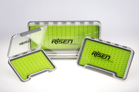 Waterproof fly boxes with green silicone insert