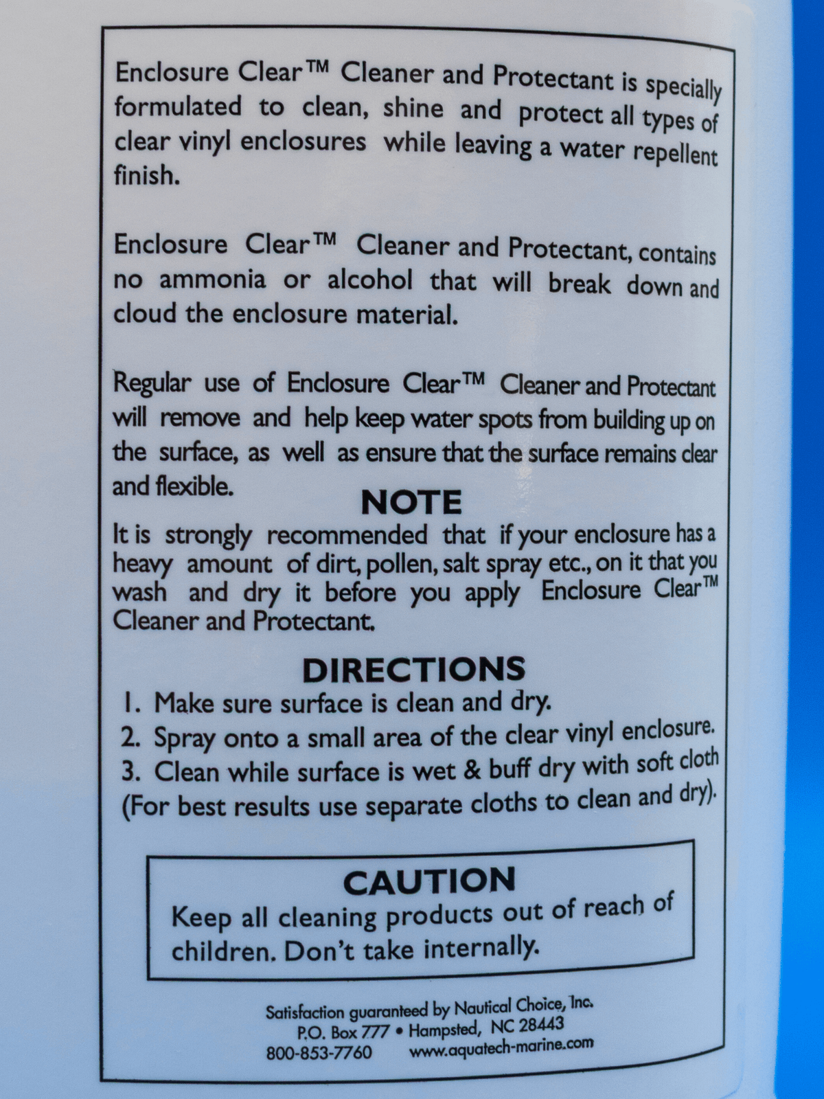 Enclosure Clear Cleaner & Protectant for Marine Vinyl