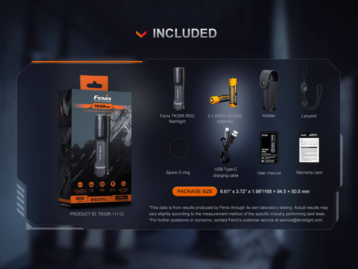 Fenix TK35R UV Light Rechargeable High-Performance Tactical Flashlight