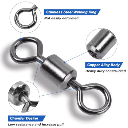 Surf Fishing Co. Rolling Barrel Swivels – 40 Pack
