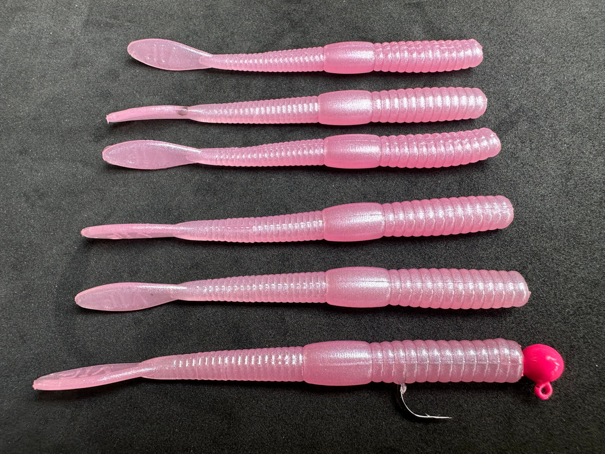 4" (Pink Fuzz) Steelhead Worms (6 Pack)