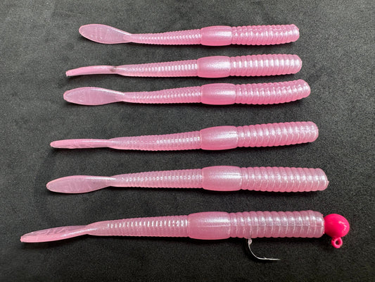 4" (Pink Fuzz) Steelhead Worms (6 Pack)