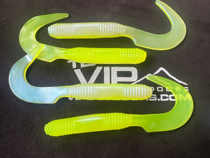 6" "Chartreuse Pearl" Curly Tail - (Single Bait)