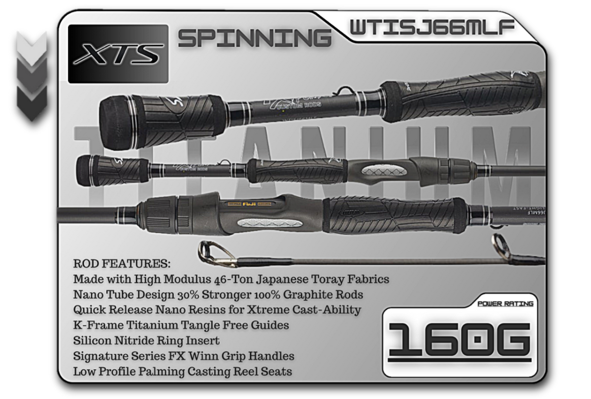 Fish Xtreme WTISJ66MLF Titanium 6'6" Medium Light Fast Spinning Rod