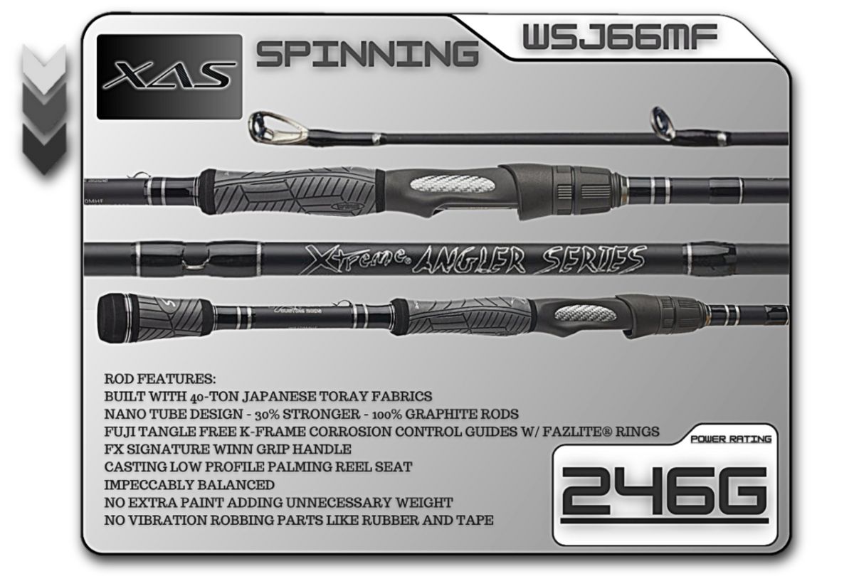 Fish Xtreme WSJ66MF Legacy 6'6" Medium Fast Spinning Rod