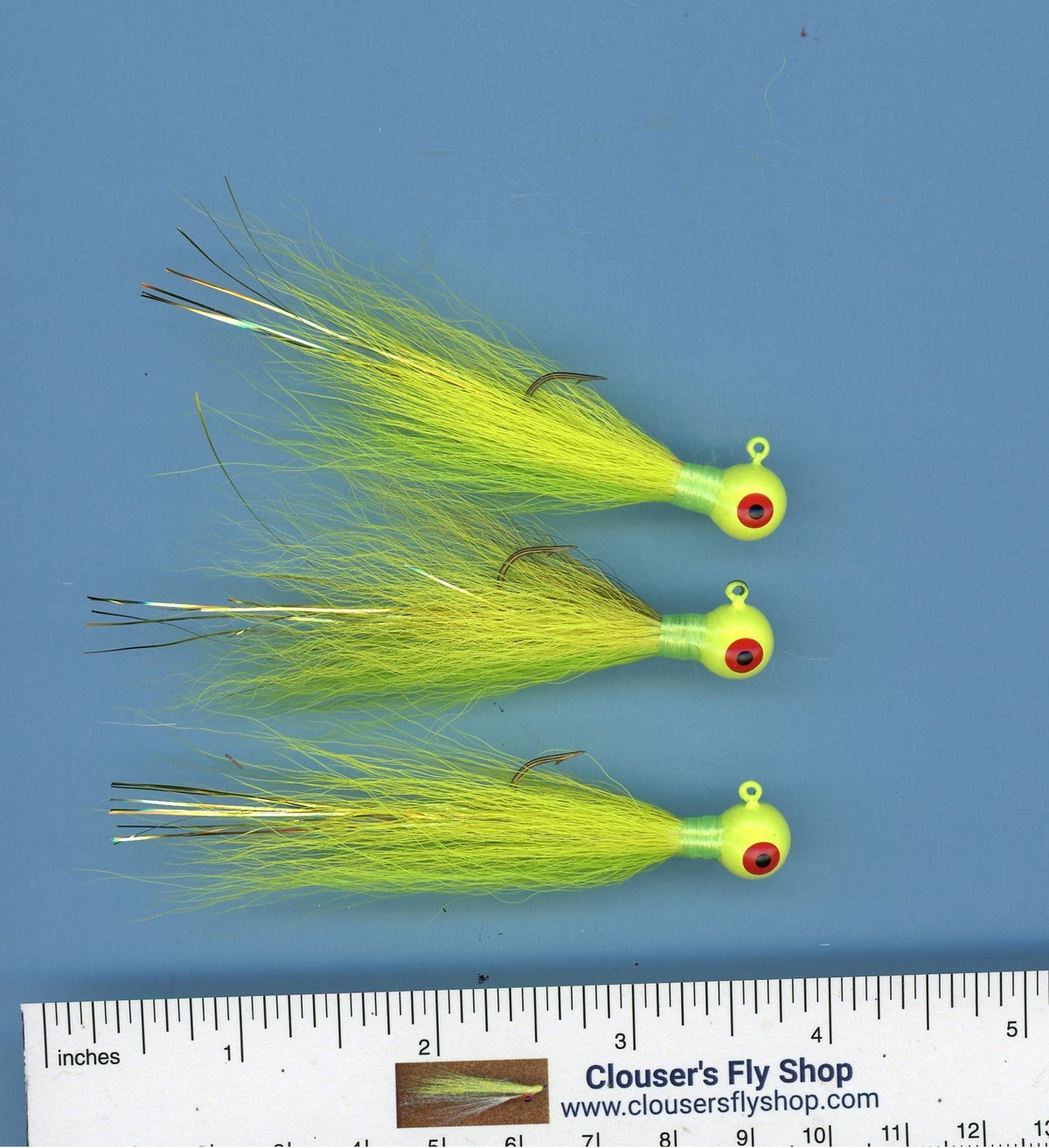 Bucktail Jigs 3 pak with Painted Heads & Eyes 1/8 oz 3 pack