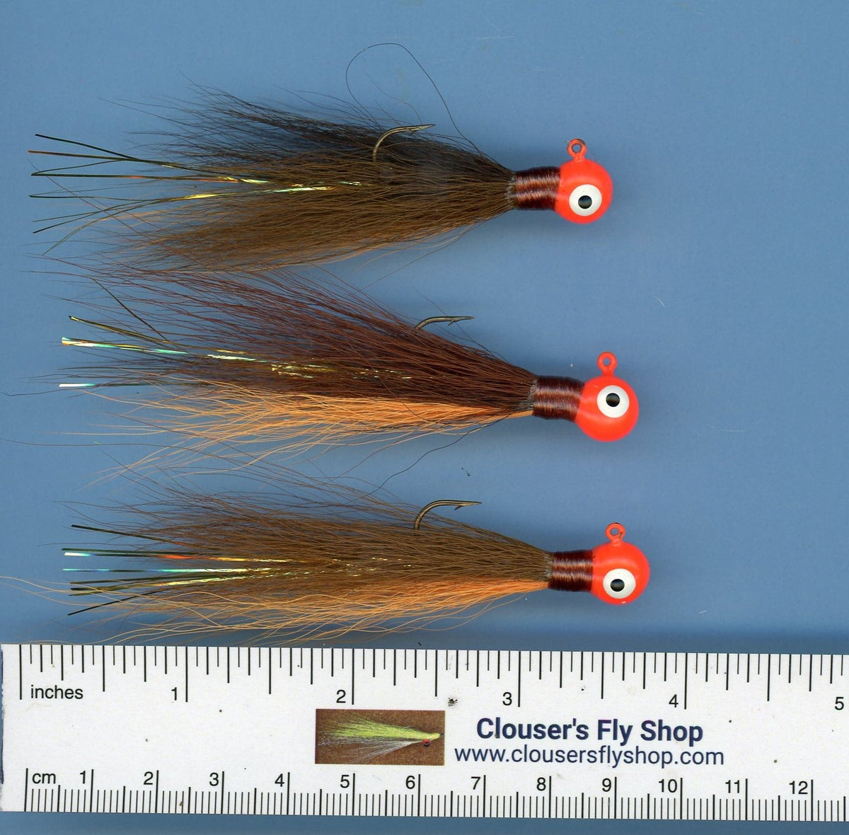 Bucktail Jigs 3 pak with Painted Heads & Eyes 1/8 oz 3 pack