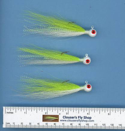 Bucktail Jigs 3 pak with Painted Heads & Eyes 1/8 oz 3 pack