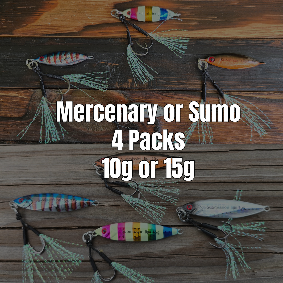 Submission Sumo & Mercenary Micro Slow Pitch Jigs 4-Pack – 10g & 15g