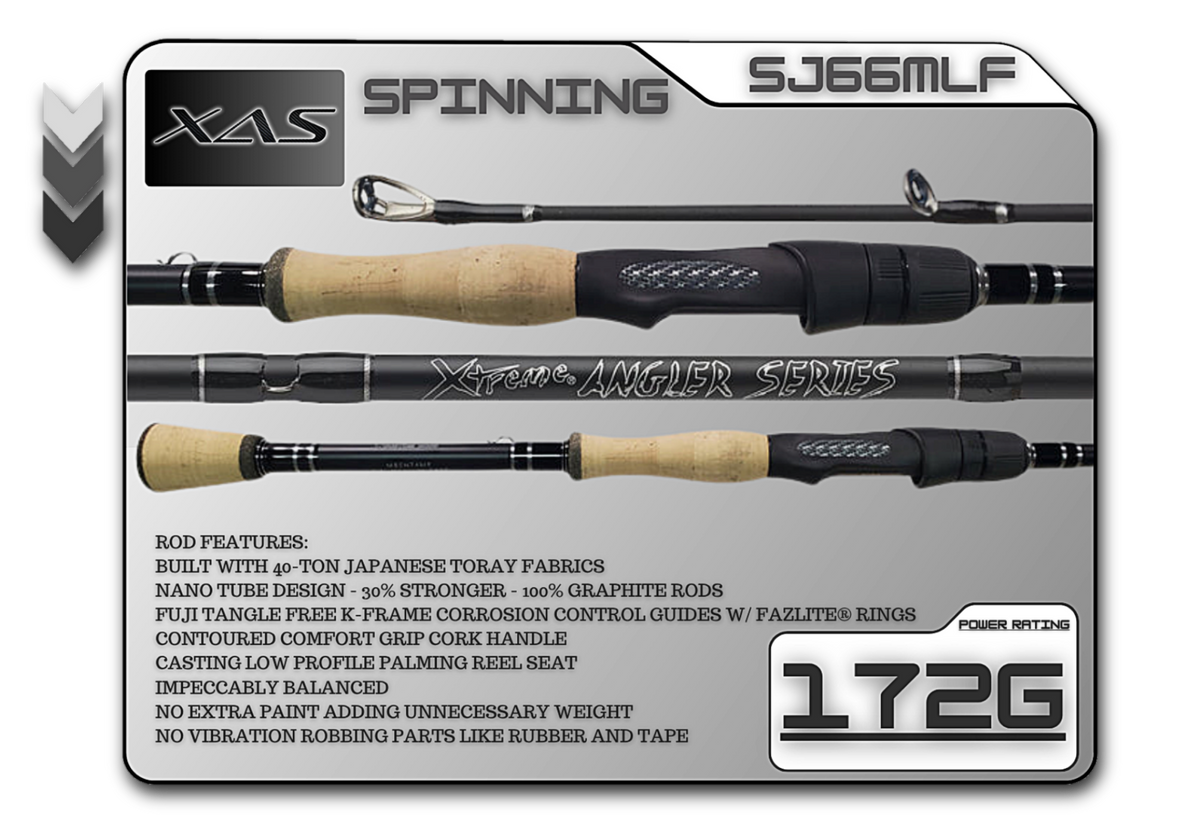 Fish Xtreme SJ66MLF Legacy 6'6" Medium Light Fast Spinning Rod