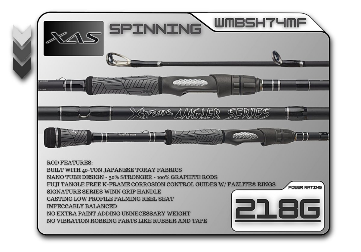 Fish Xtreme WMBSH74MF Legacy 7'4" Medium Fast Spinning Rod