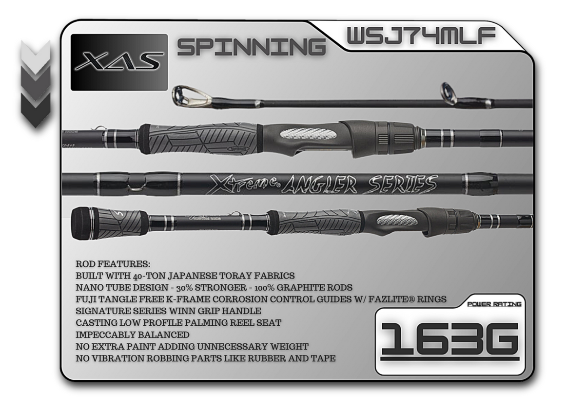 Fish Xtreme WSJ74MLF 7'4" Medium Light Fast Spinning Rod